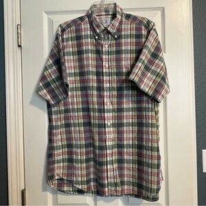 Brooks Brothers Cotton Sport‎ Shirt Men's Large Short Sleeve Plaid Classic Fit